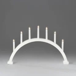 Adventsstake 7 armet buet - Hvit