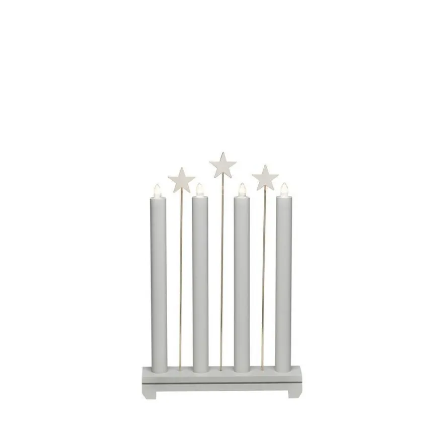 Adventsstake med stjerner - Lys grå