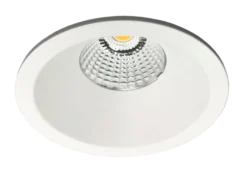 Aria D90 lavtbyggende downlight 7W 2700K IP44 m/flicker free driver dimbar - Hvit