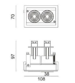 Aria mini flex K2 downlight justerbar 2x5W 2700K RA90 Dimbar - Svart