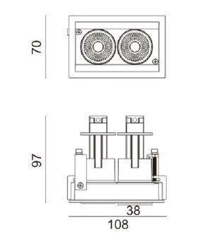 Aria mini flex K2 downlight justerbar 2x5W 2700K RA90 Dimbar - Hvit