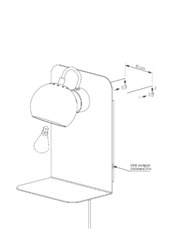 Ball vegglampe m/USB