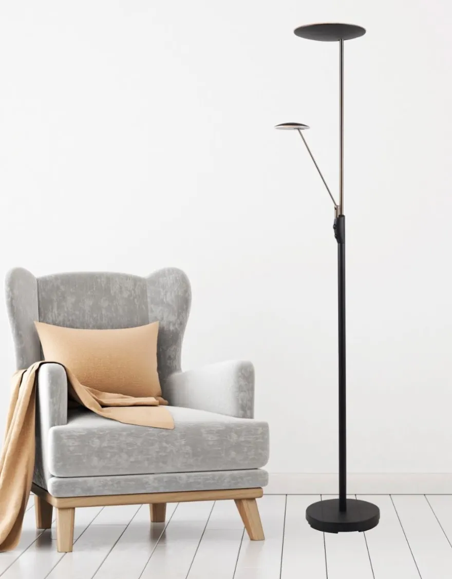Bergamo gulvlampe m/lesearm 28+5W 183 cm 3000 Kelvin - Dimbar