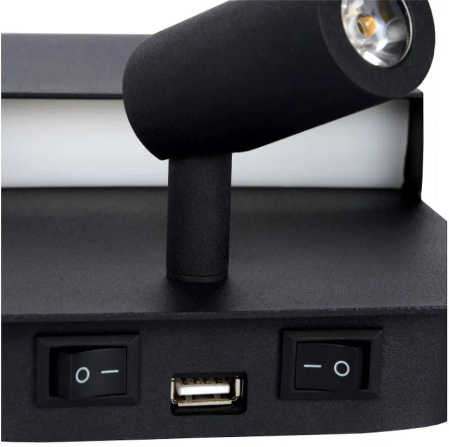 Boxer vegglampe 10W 3000 Kelvin m/USB - Svart