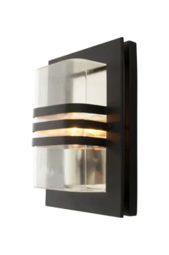 Capo vegglampe utendørs IP44 E27 - Svart/Klart glass