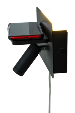 Cargador vegglampe med trådløs lader og USB - Svart