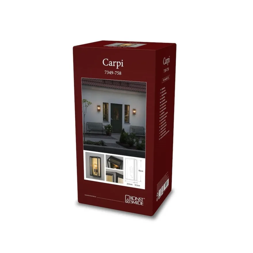Carpi vegglampe utendørs H40 cm IP44 - Svart/Messing