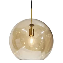 Chester takpendel 35 cm - Messing/Amberfarget glass