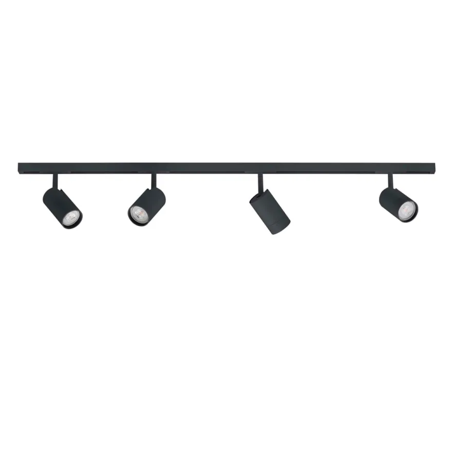 Designline Tube komplett 1.9 meter spotskinne med 4 spotter GU10 - Svart