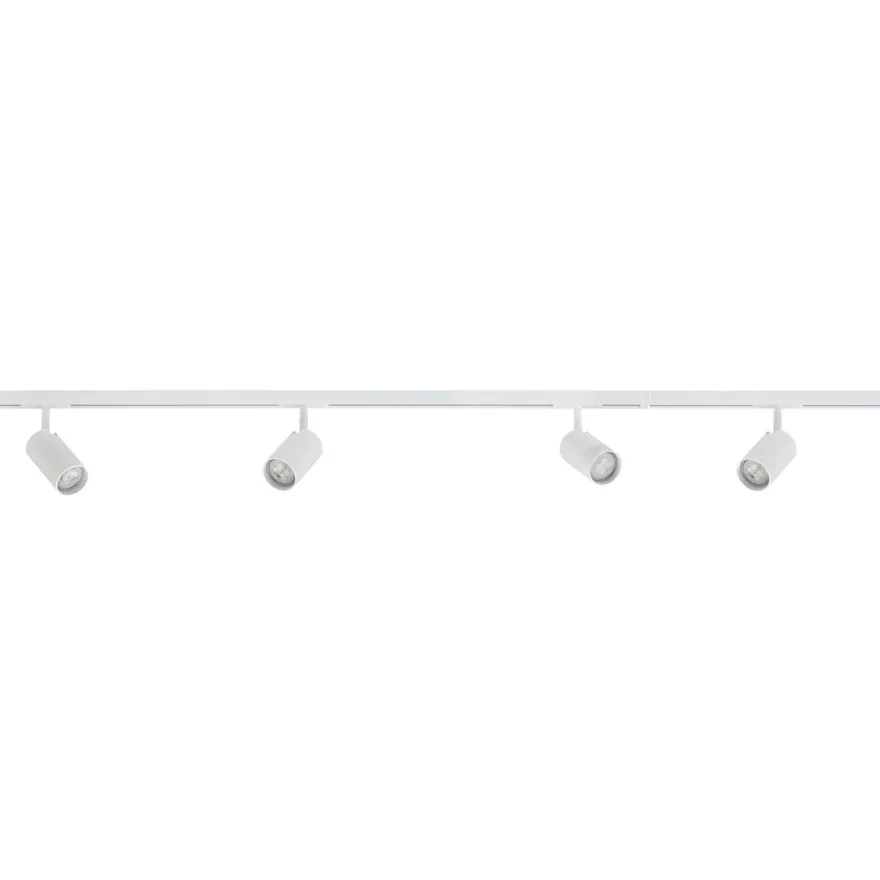 Designline Tube komplett 1,9 meter spotskinne med 4 spotter GU10 - Hvit