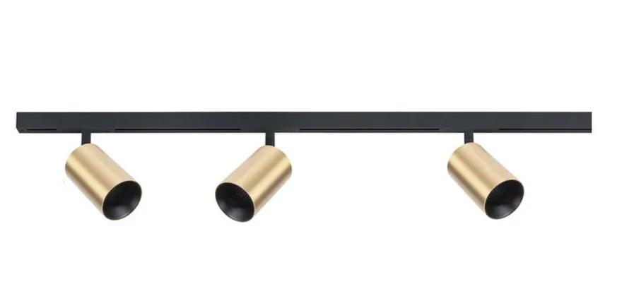 Designline Tube Pro komplett 1 meter spotskinne med 3 spotter GU10 - Svart/Messing