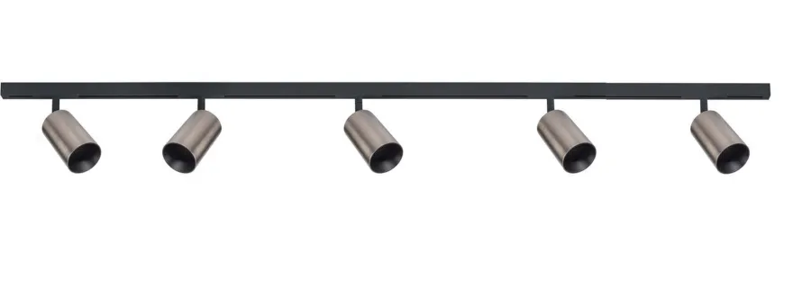 Designline Tube Pro komplett 1.9 meter spotskinne med 5 spotter GU10 - Svart/Titanium