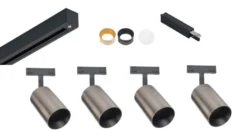 Designline Tube Pro komplett 1.9 meter spotskinne med 4 spotter GU10 - Svart/Titanium