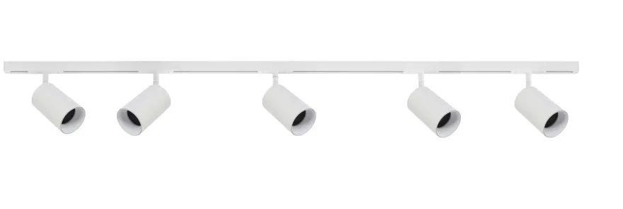 Designline Tube Pro komplett 1,9 meter spotskinne med 5 spotter GU10 - Hvit