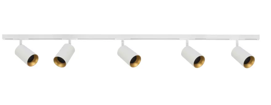Designline Tube Pro komplett 1,9 meter spotskinne med 5 spotter GU10 - Hvit
