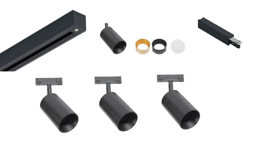 Designline Tube Pro komplett 1.9 meter spotskinne med 3 spotter GU10 - Svart
