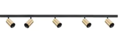Designline Tube Pro komplett 1.9 meter spotskinne med 5 spotter GU10 - Svart/Messing