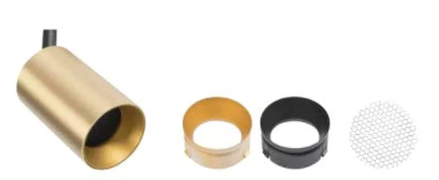 Designline Tube Pro komplett 1.9 meter spotskinne med 5 spotter GU10 - Svart/Messing