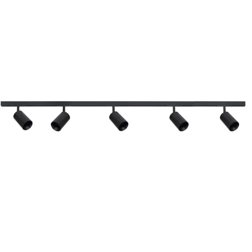 Designline Tube Pro komplett 1.9 meter spotskinne med 5 spotter GU10 - Svart