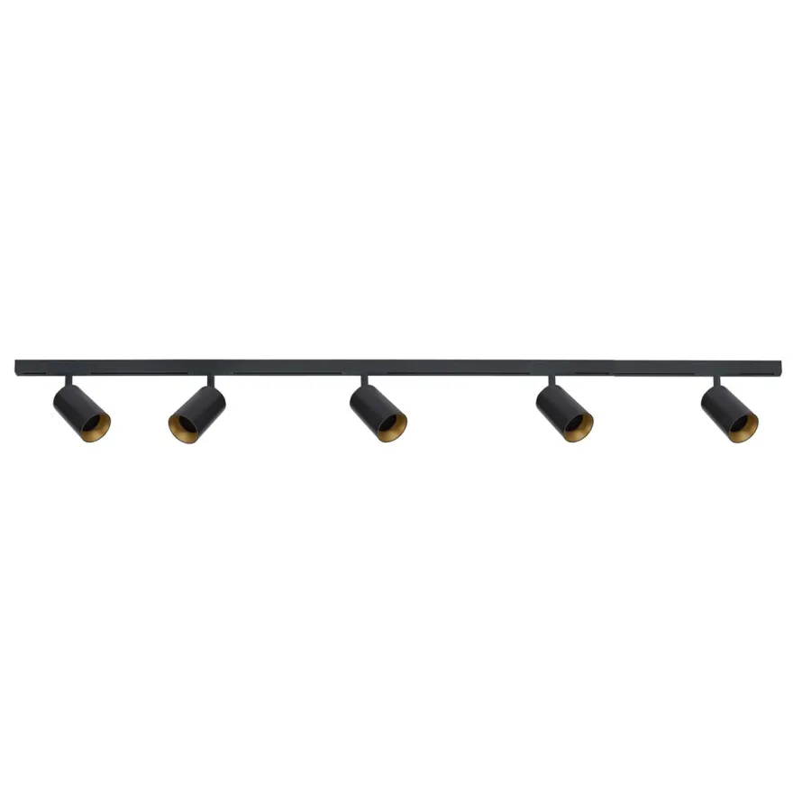Designline Tube Pro komplett 1.9 meter spotskinne med 5 spotter GU10 - Svart