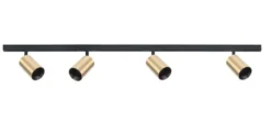Designline Tube Pro komplett 1.9 meter spotskinne med 4 spotter GU10 - Svart/Messing