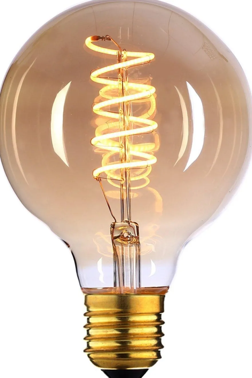 Edison globe amber spiral E27 6W LED 125mm - 3 step dim