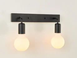 Eliott dobbel vegglampe IP21 - Svart