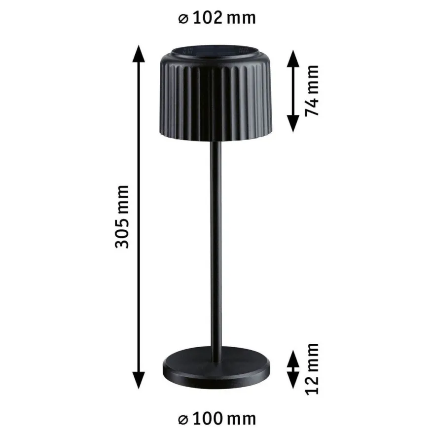 Else bordlampe oppladbar via USB eller solcelle 2700 Kelvin IP44