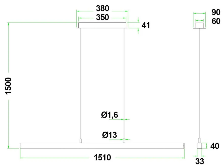 Era 1500 takpendel 27W LED 2700 Kelvin RA90 dimbar