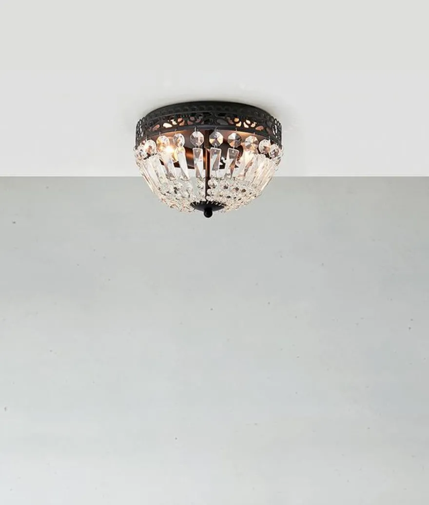 Etienne taklampe 25 cm - Svart/Klar - Svart / Krystall