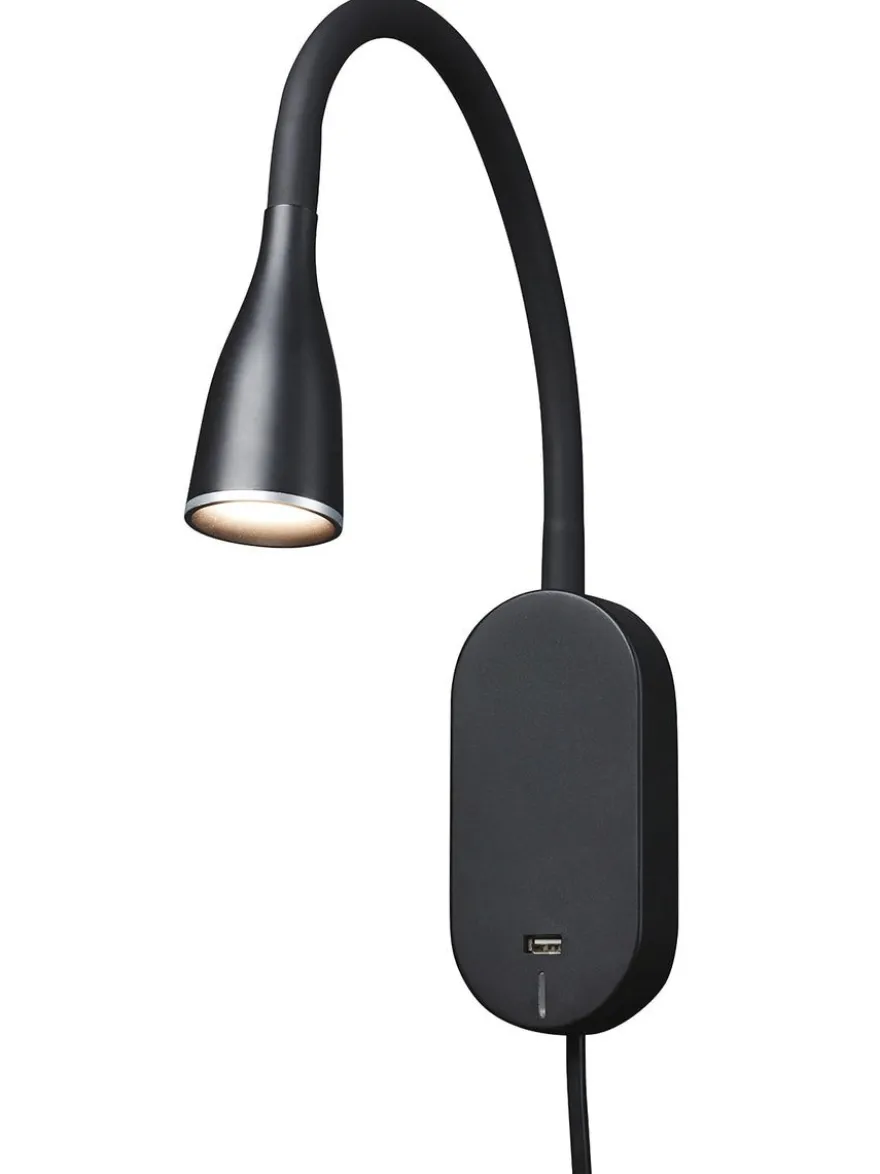 Eye vegglampe 5 watt dimbar m/ USB - Svart