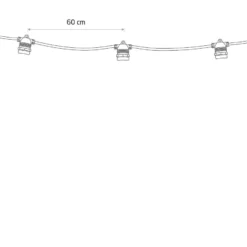 Garden Garland utendørs lysslynge 6 meter 10 lys IP65 startsett - Svart