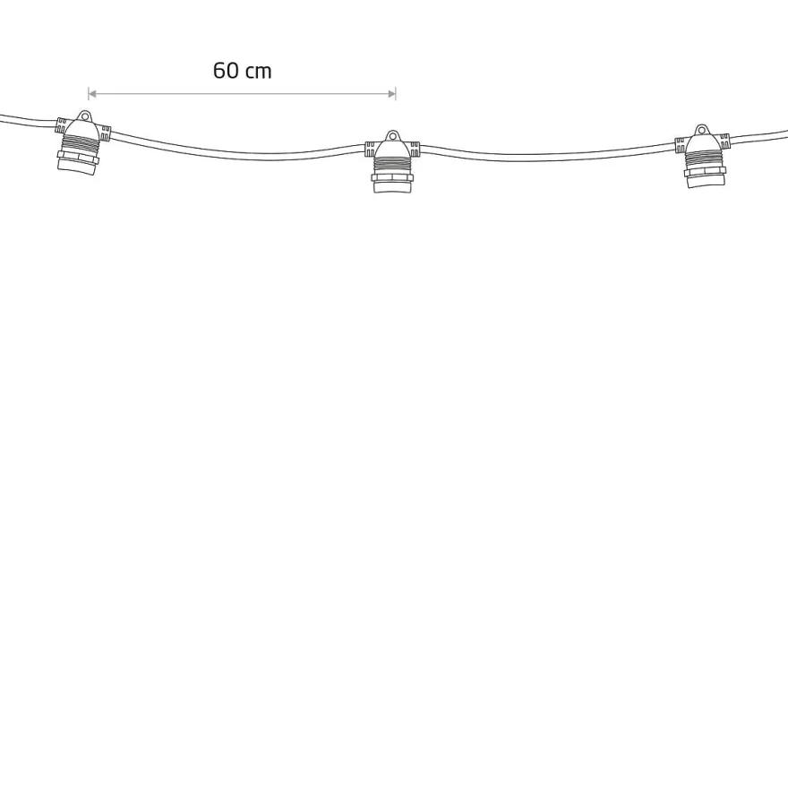 Garden Garland utendørs lysslynge 6 meter 10 lys IP65 startsett - Svart