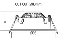 Georgia 360 lavtbyggende downlight 7W 3000K RA97 Dimbar IP44 - Hvit