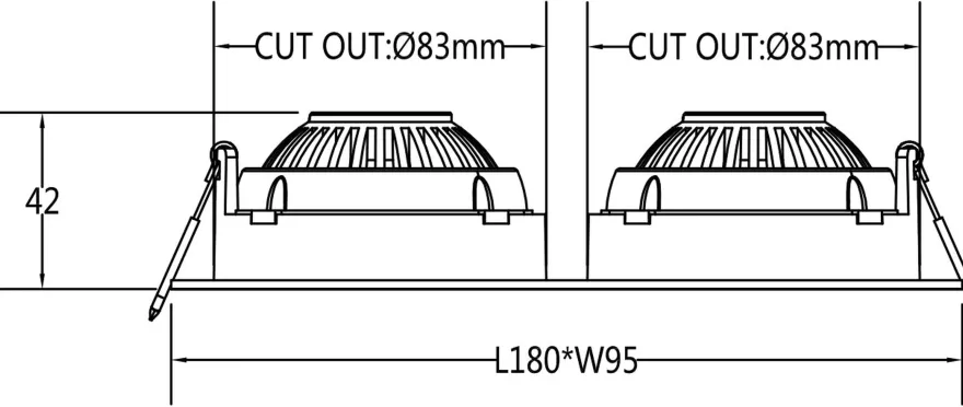 Georgia 360 lavtbyggende downlight dobbel 2x7W 2700K RA97 Dimbar IP44 - Svart