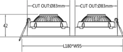 Georgia 360 lavtbyggende downlight dobbel 2x7W 3000K RA97 Dimbar IP44 - Svart