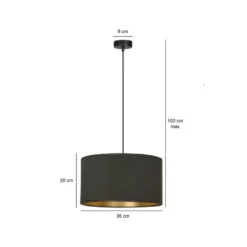 Hilde takpendel 35 cm - Svart/Gullfarget
