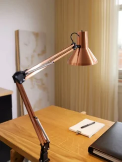 Jensen bordlampe m/bordklemme og veggfeste - Kobber