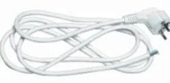 Ledning med vinklet plugg 3 meter 3x0,75 mm jordet - Hvit