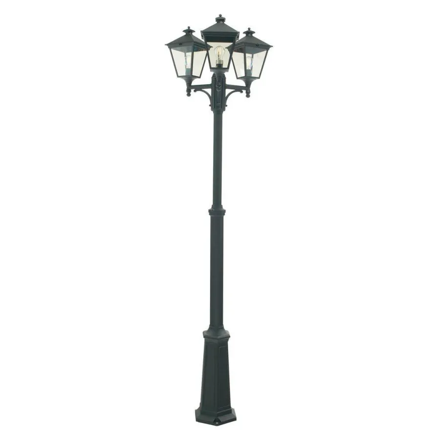 London 483 lyktestolpe 185-275 cm 3 lyktehoder - Svart