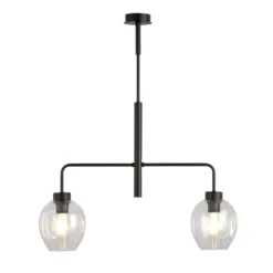 Lukka takpendel 2 lys- Svart/Klart glass