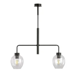 Lukka takpendel 2 lys- Svart/Klart glass