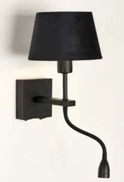 Mango vegglampe lesearm m/skjerm - Svart