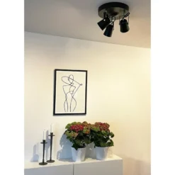 Metz taklampe rund 3 spotter - Svart/Messing