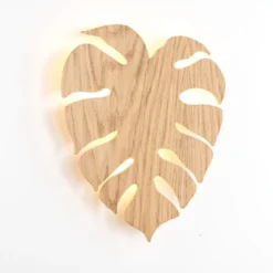 Monstera wood vegglampe