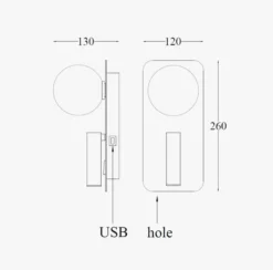 Mooni vegglampe USB - Svart