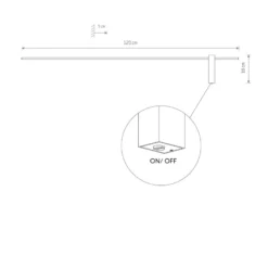 Motive vegglampe large 120 cm 17W 3000K - Svart