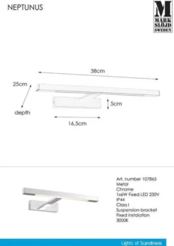Neptunus 38 vegglampe krom - Krom