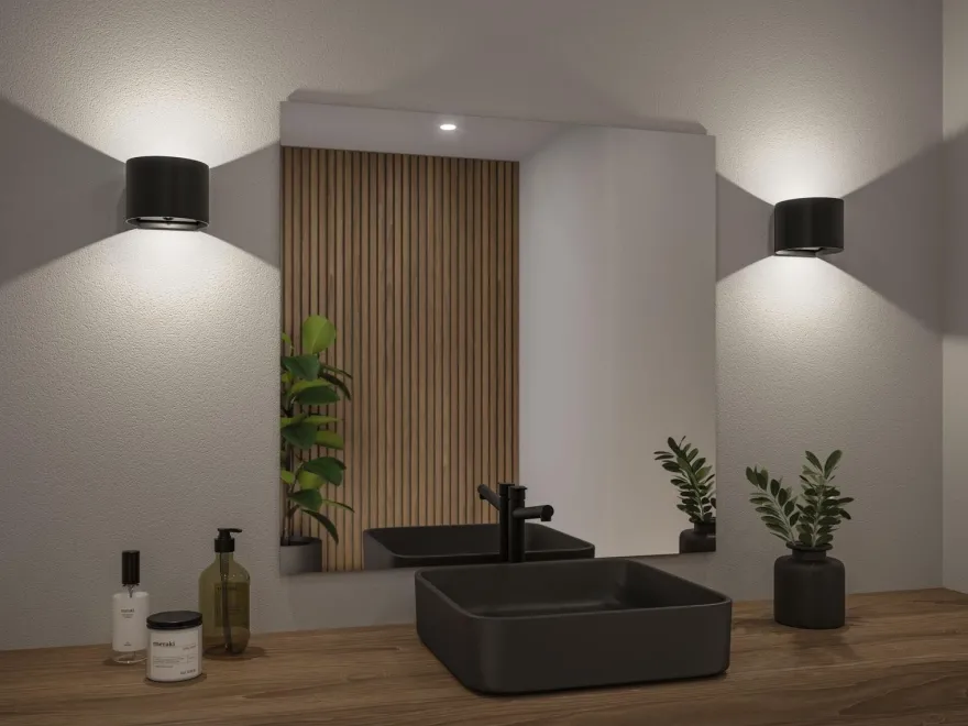 Nyara rund oppladbar vegglampe opp/ned lys med sensor