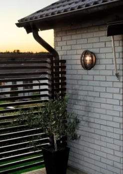 Oden vegglampe utendørs IP23 m/stikkontakt - Svart/klart glass